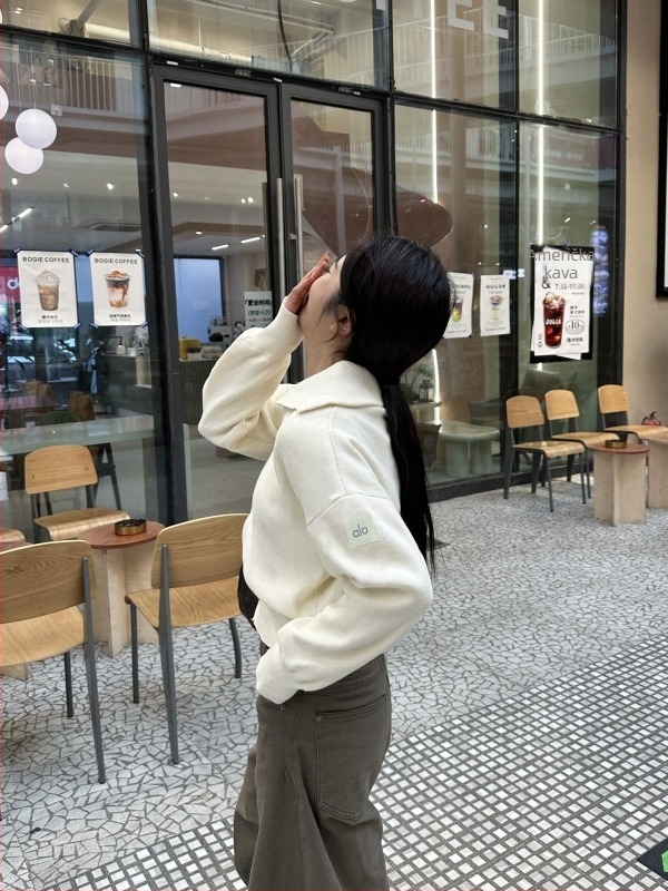 Kardigan sa zipom i stojećim ovratnikom, opuštena kroj, kratka dužina 40-50 cm, pleteni materijal od akrila i poliestera, japansko-korejski ležerni stil