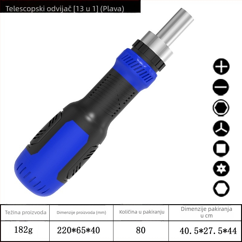 77-u u 1 teleskopski odvijač s fiksnim mehanizmom, magnetski i izolirani, od krom-vanadij čelika