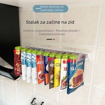 Kuhinjski zidni stalak za začine, višenamjenski i pomični, od plastike, trapezoidnog dizajna