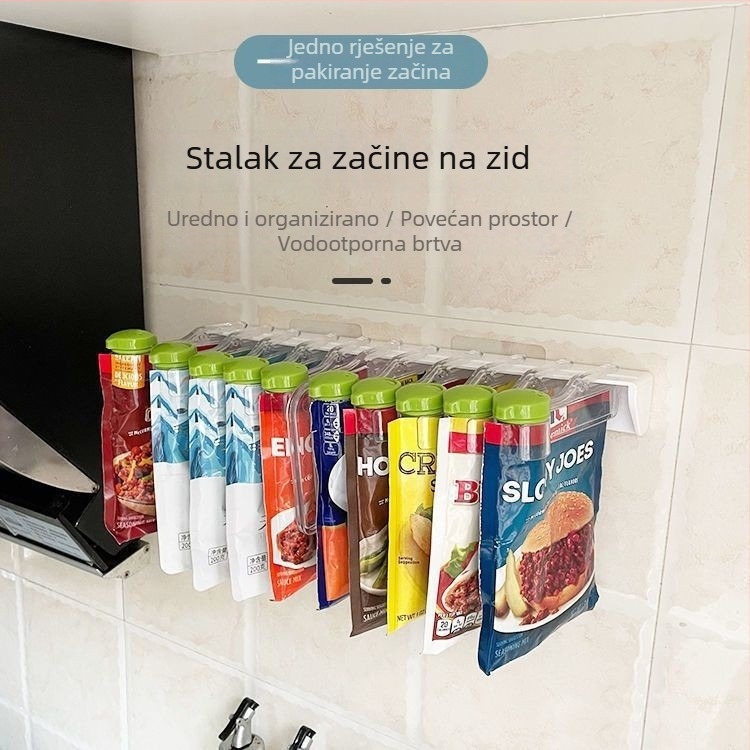 Kuhinjski zidni stalak za začine, višenamjenski i pomični, od plastike, trapezoidnog dizajna