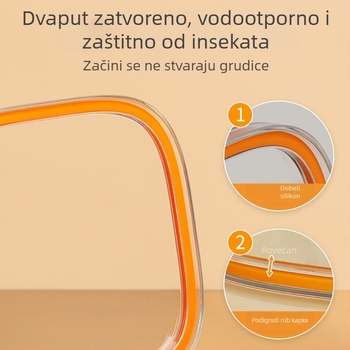 Kutija za začine sa četiri odjeljka, s integriranim posudom za sol i skladištem MSG – plastični kuhinjski organizator za začine, kompletni set