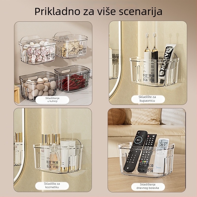 Chu Lan Plastična zidna kuhinjska polica za pohranu luka, đumbira i češnjaka — bez montaže, moderni minimalistički dizajn