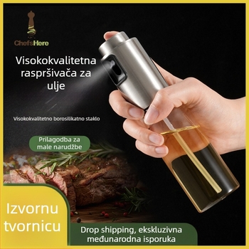 Kuhinjska boca za sprej ulja, nehrđajući čelik + staklo, pritisni raspršivač, jednostavan i moderan dizajn
