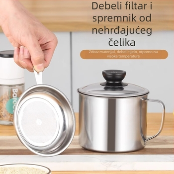 Posuda za ulje od nehrđajućeg čelika s filtrirnom mrežom i poklopcem