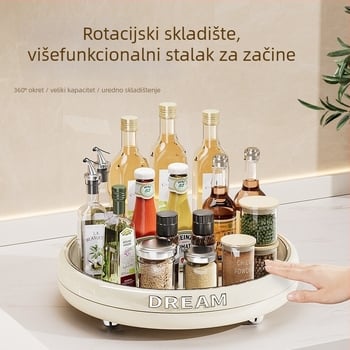 Rotirajuća kuhinjska polica za začine – kružni plastični višenamjenski organizator za uljne posude i začine, lagani luksuzni dizajn za radnu plohu
