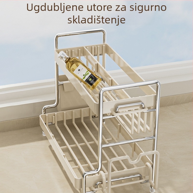 Metalni stalak za začine s držačem za štapiće i nože, stolni višeslojni organizator, bez bušenja, moderan minimalistički stil