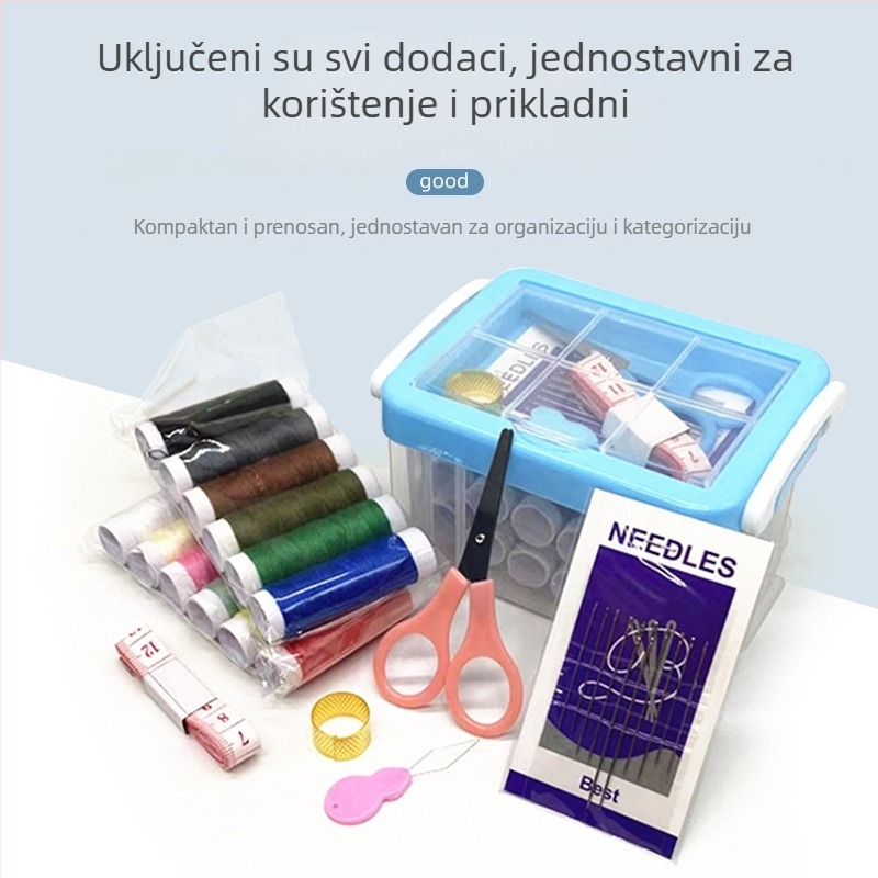 Set kutije za šivanje s dvostrukim slojem prozirne pohrane, za kućnu upotrebu i učenike, novi kineski stil