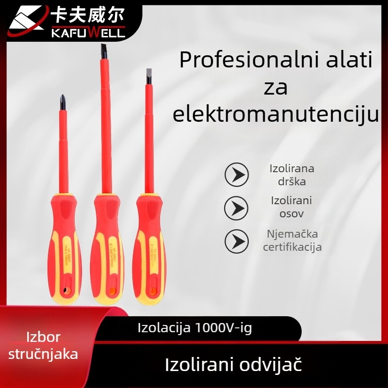 Caffwell izolirani set odvijača s magnetskim završecima – Phillips i ravni, za električare, od ugljičnog čelika
