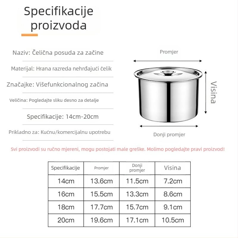 Nehrđajući čelični šalica za okuse s otvorenim poklopcem, posuda za čvrste začine, mogućnost tiska logotipa