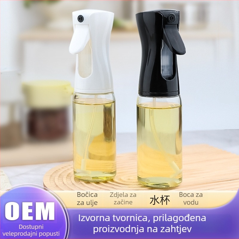 Staklena boca za ulje sa pritisnim raspršivanjem, tip boce za ulje, moderni minimalistički stil, mogućnost prilagodbe loga.