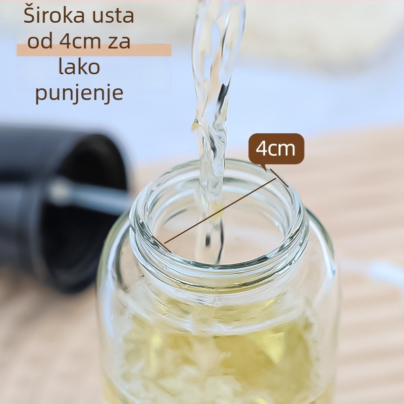 Staklena boca za ulje sa pritisnim raspršivanjem, tip boce za ulje, moderni minimalistički stil, mogućnost prilagodbe loga.