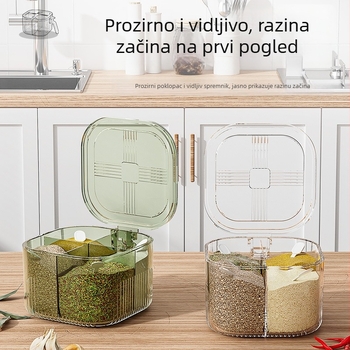 Set posuda za začine za kuhinju s integriranom višekomornom kutijom za sol, MSG i papar - Materijal: plastika - Značka: Huiju - Vrsta začina: čvrsti začin - Stil: lagani luksuz - Tisak loga: dostupan