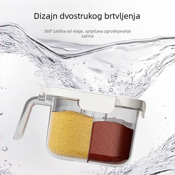 Četverodjelna posuda za začine, PET+PP materijal, skladištenje čvrstih začina, ispis logotipa, mogućnost prilagodbe