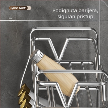 Guangkai Stalak za začine na kuhinjskom pultu, višeslojni, nehrđajući čelik, bez bušenja, moderan minimalistički dizajn