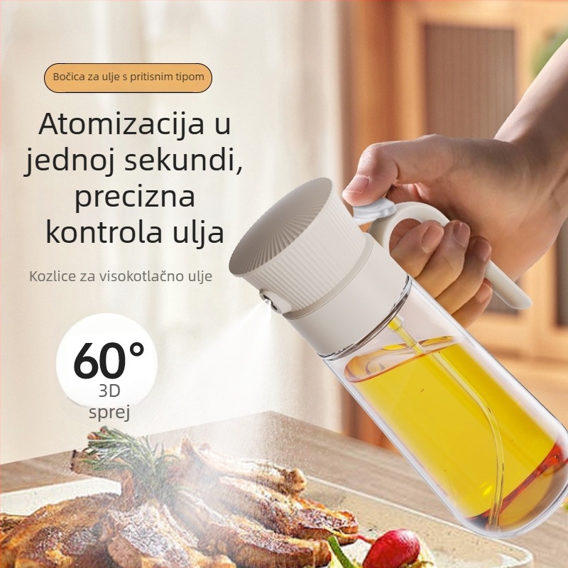 Staklena dvostruka posuda za ulje s raspršivačem i posuda za začine, automatsko otvaranje-zatvaranje, 2-u-1 dizajn, moderan minimalistički stil