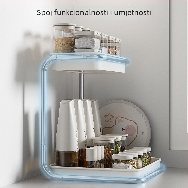 Držač za začine za kuhinjski radni stol, višeslojni, od karbonskog čelika, moderni minimalistički stil, bez bušenja