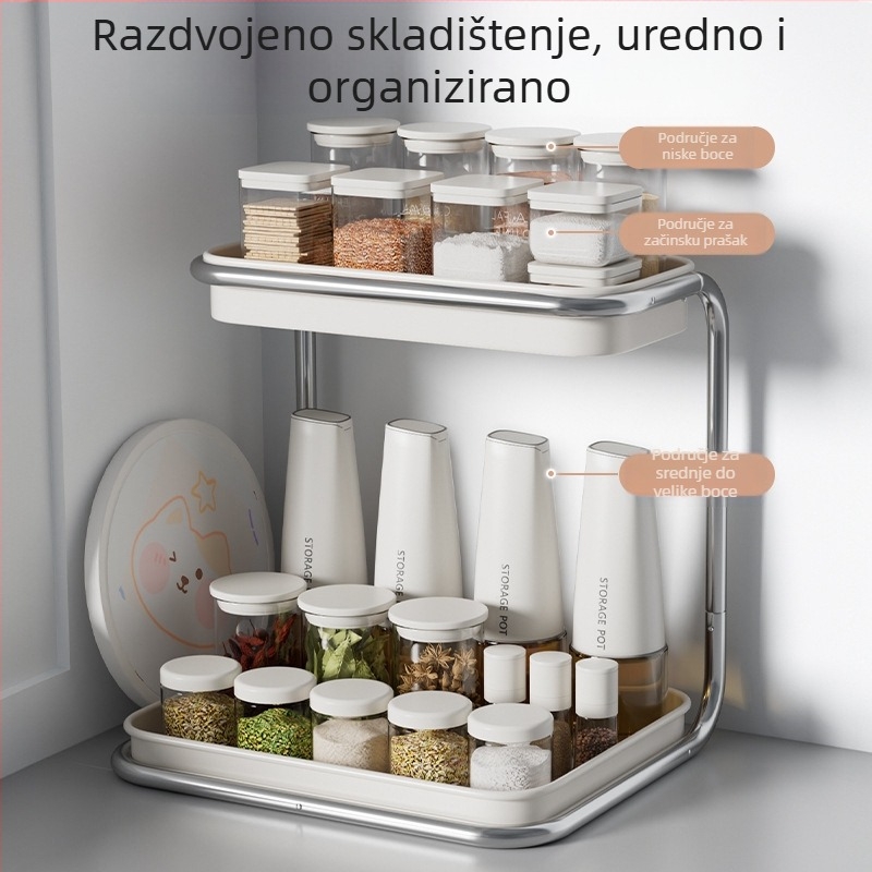 Držač za začine za kuhinjski radni stol, višeslojni, od karbonskog čelika, moderni minimalistički stil, bez bušenja
