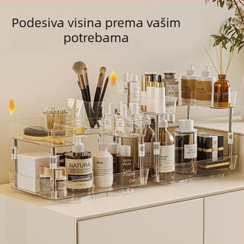 Kuhinjski višeslojni rotirajući spremnik za pohranu, višenamjenski držač začina, bez bušenja, proširiv, plastični, moderni minimalistički stil