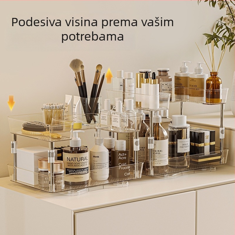 Kuhinjski višeslojni rotirajući spremnik za pohranu, višenamjenski držač začina, bez bušenja, proširiv, plastični, moderni minimalistički stil