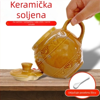 Keramička posuda za začine – visoko otporna na temperaturu, vintage stil, za čvrste začine, sol i ulje