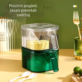 Honggu plastični set posuda za začine s četiri odjeljka za čvrste začine, s otisnutim logotipom, stil svijetlog luksuza