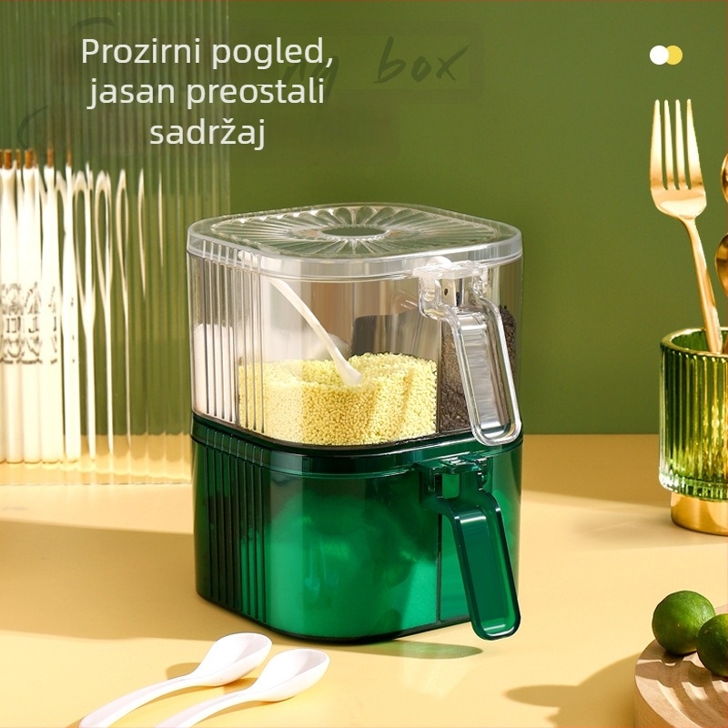 Honggu plastični set posuda za začine s četiri odjeljka za čvrste začine, s otisnutim logotipom, stil svijetlog luksuza