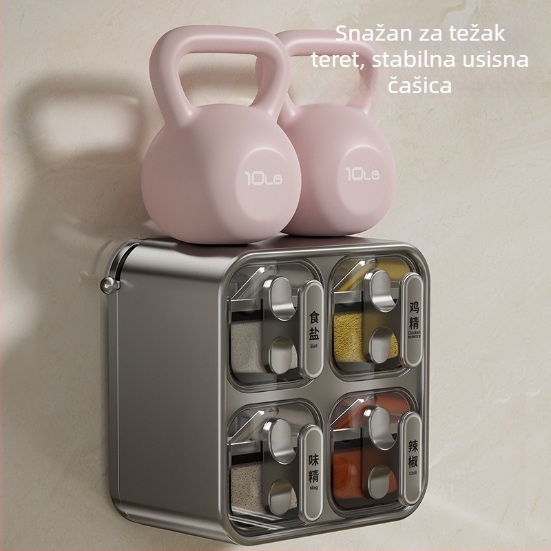 Zidna posuda za začine — plastična, spremnik za čvrste začine, set za pohranu začina, mogućnost prilagođenog loga