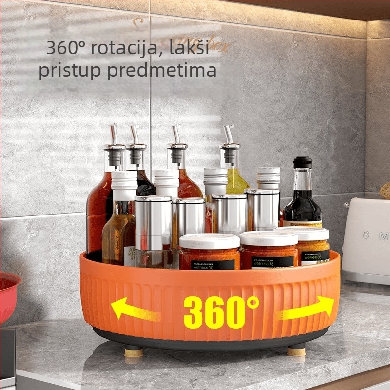 Orunjie rotirajući spremnik za pohranu začina, plastika, nordijski stil, kružnog oblika, višenamjenski kuhinjski organizator