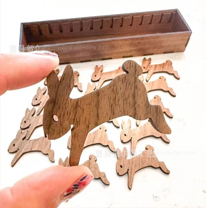 Drveni set bobina za navijanje končića — motiv zeca, porijeklo Shandong Zhanze, stil pastoralno, jednostavno, lagani luksuz