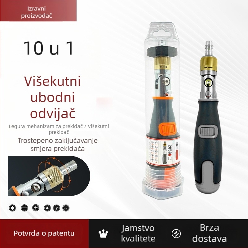 TEBON dvostruki odvijač set, magnetski, neizolirani, S2 alatna čeli, uključuje križne, ravne i posebne glave