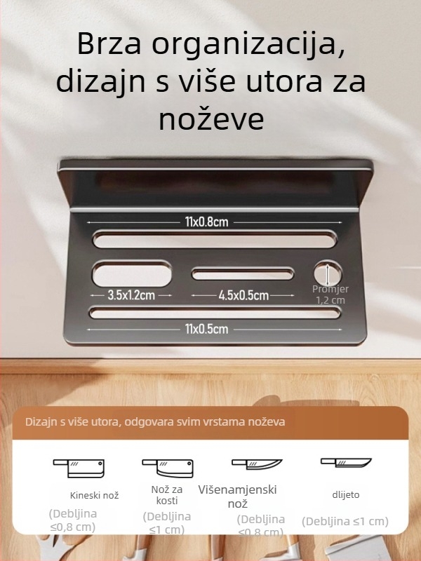 Držač noževa za kuhinju od karbonskog čelika, bez montaže, stolno skladištenje, etnički stil