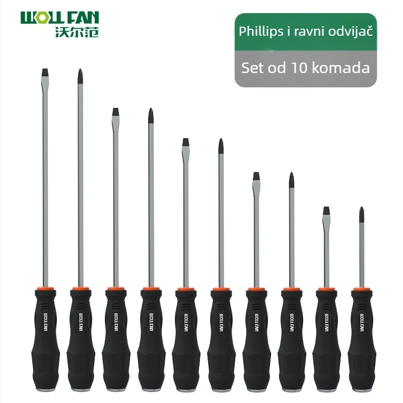 Set Phillips i plosnoga odvijača – industrijske kvalitete, magnetski, izolirani, Cr-V krom-vanadij čelik, držač s premazom ljepila