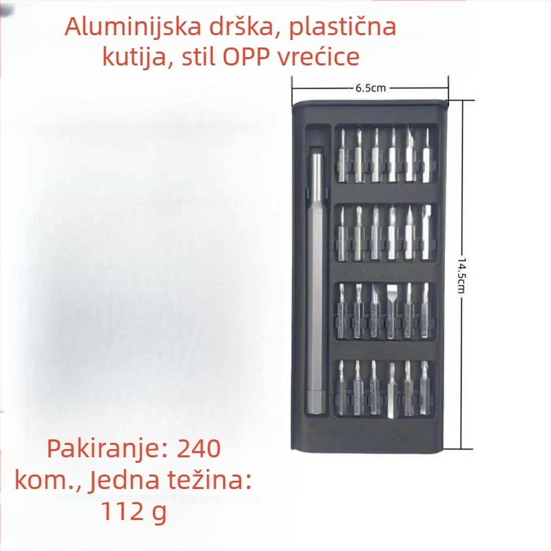 24-in-1 precizan magnetski odvijač set za popravak mobilnih telefona, S2 alatna čelična legura, 192 g