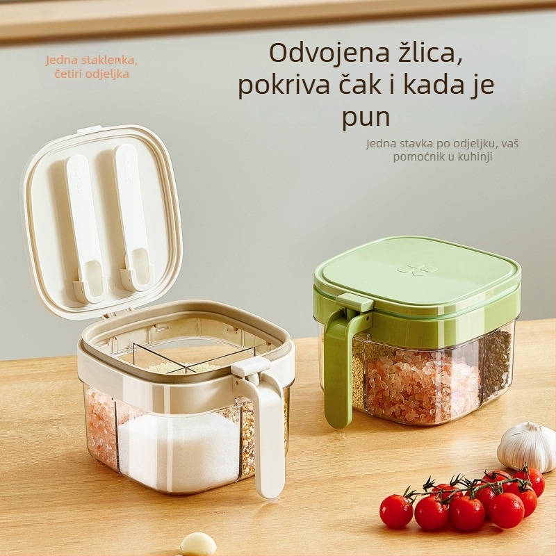 Jianjia zatvorena kutija za začine s multikomornim dizajnom, plastična, za čvrste začine, lansiranje 2025