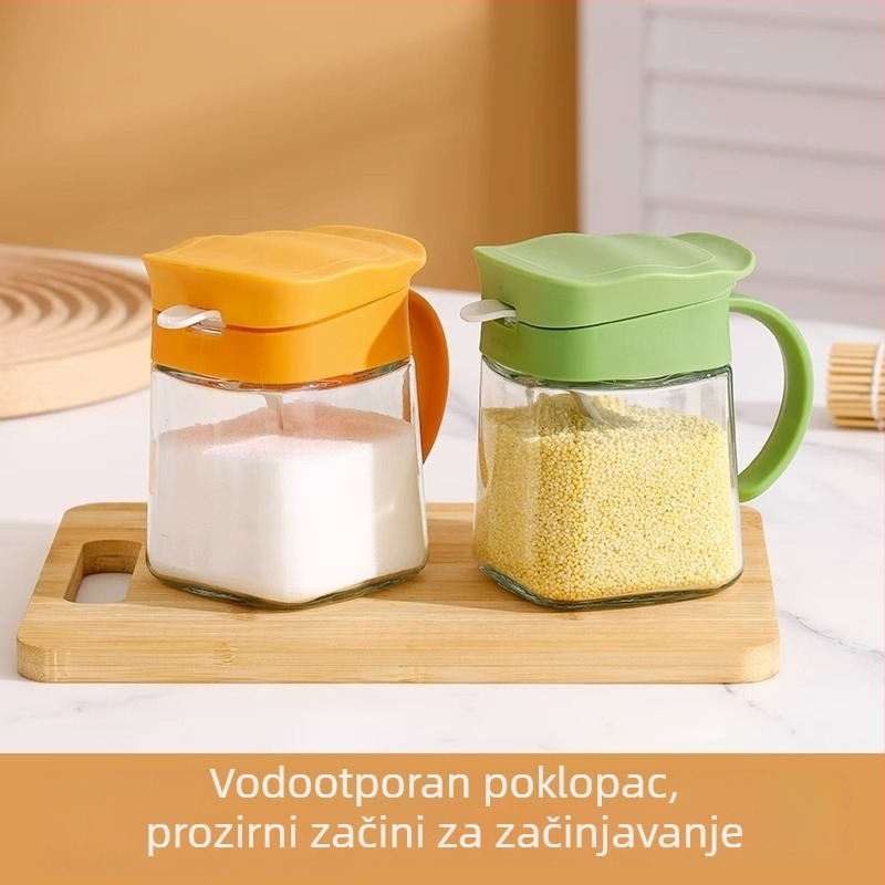 Stakleni set posuda za začine za čvrste začine, kućna kuhinja