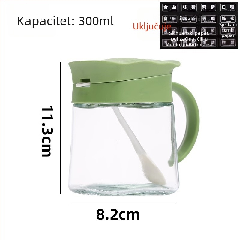 Stakleni set posuda za začine za čvrste začine, kućna kuhinja