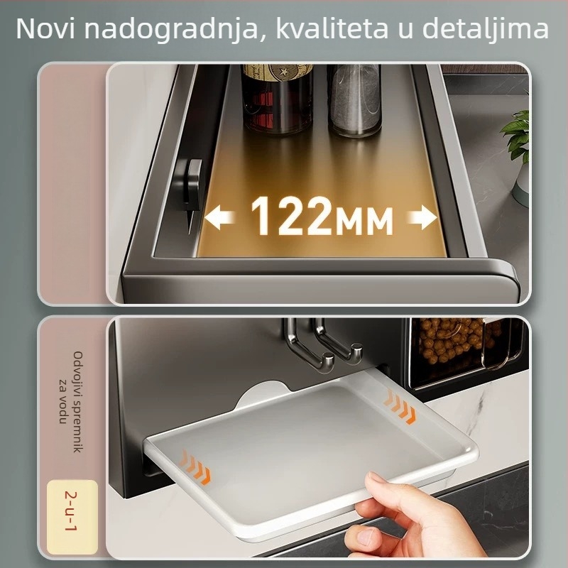 Kuhinjski stalak od nehrđajućeg čelika za kuhinju, zidni, s držačem za štapiće i noževe — bez bušenja