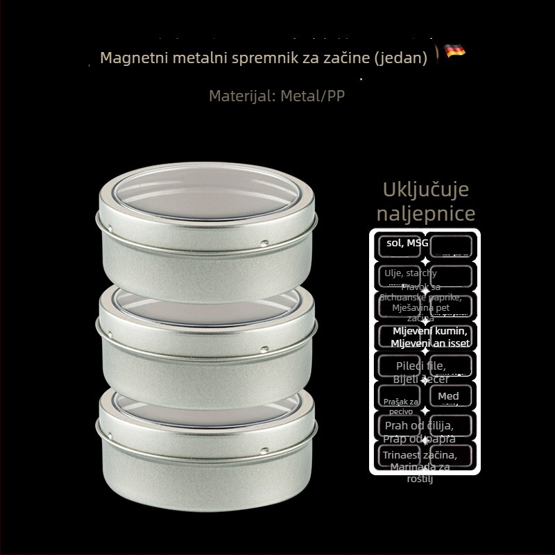 Bosans magnetska kutija za začine s poklopcem – za čvrste začine, moguć prilagodljiv logotip, moderan minimalistički dizajn