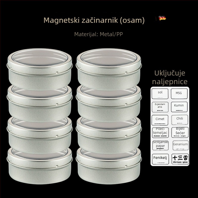 Bosans magnetska kutija za začine s poklopcem – za čvrste začine, moguć prilagodljiv logotip, moderan minimalistički dizajn