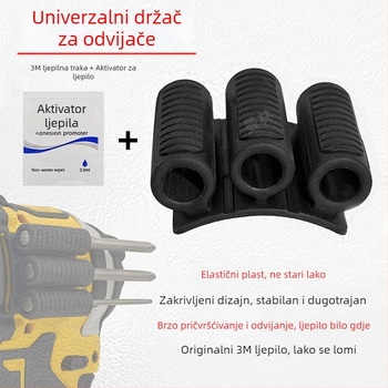 Držač za bitove odvijača s ljepilom 3M, organizator za bitove s 3 ili 4 rupe, klip za brzo oslobađanje, od ugljičnog čelika