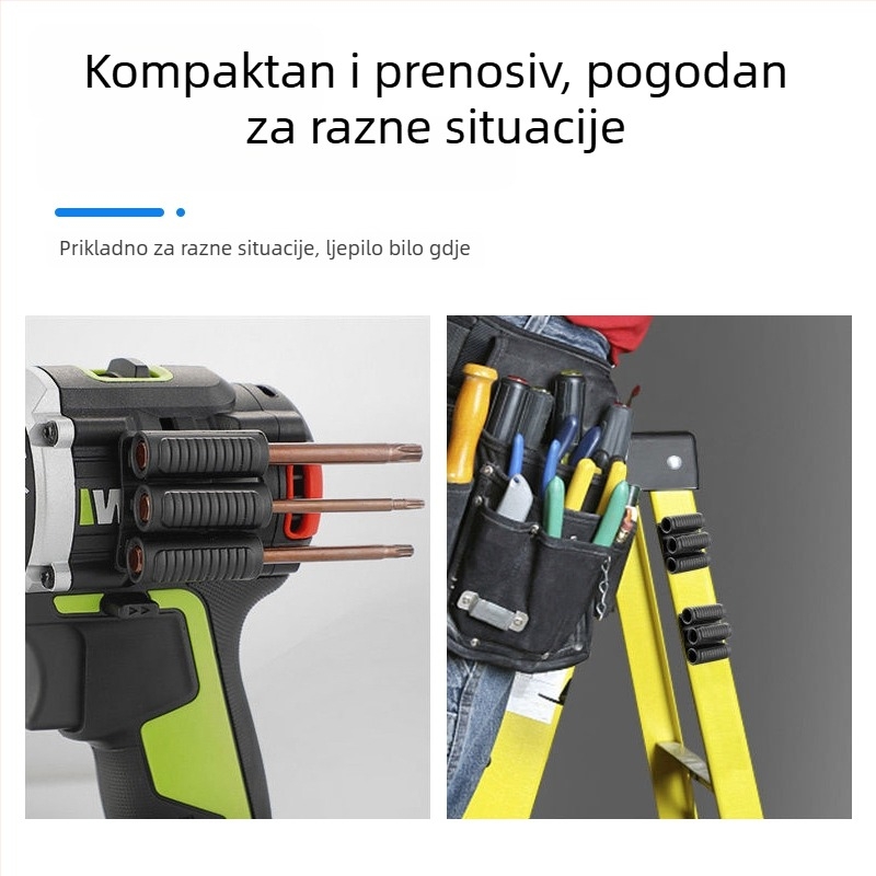 Držač za bitove odvijača s ljepilom 3M, organizator za bitove s 3 ili 4 rupe, klip za brzo oslobađanje, od ugljičnog čelika