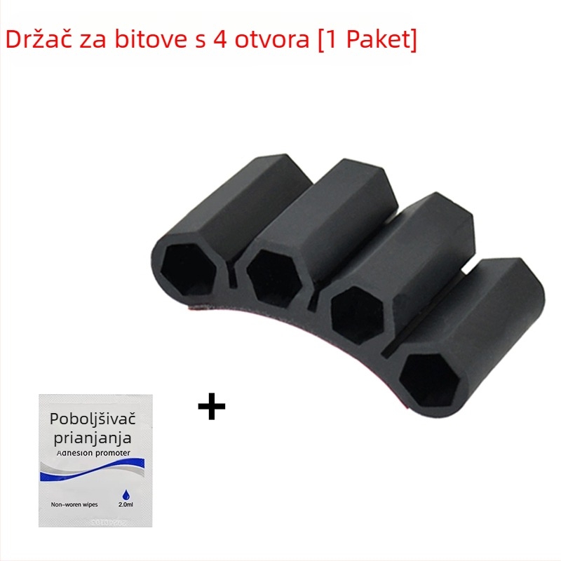 Držač za bitove odvijača s ljepilom 3M, organizator za bitove s 3 ili 4 rupe, klip za brzo oslobađanje, od ugljičnog čelika
