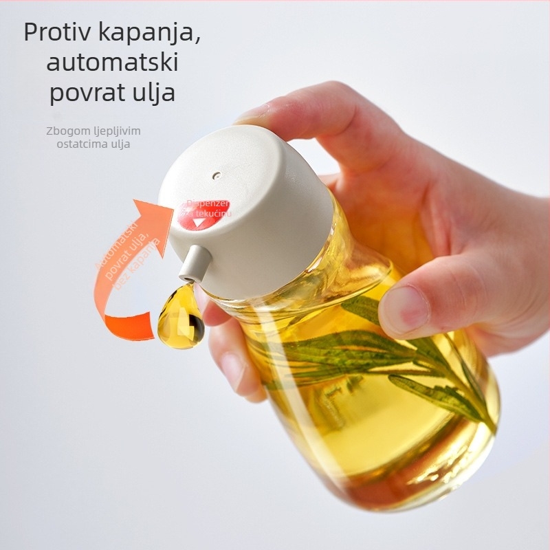 Staklena dispenser boca za soja sos i ocat s kontroliranim protokom – moderni minimalistički dizajn kuhinjskog spremnika