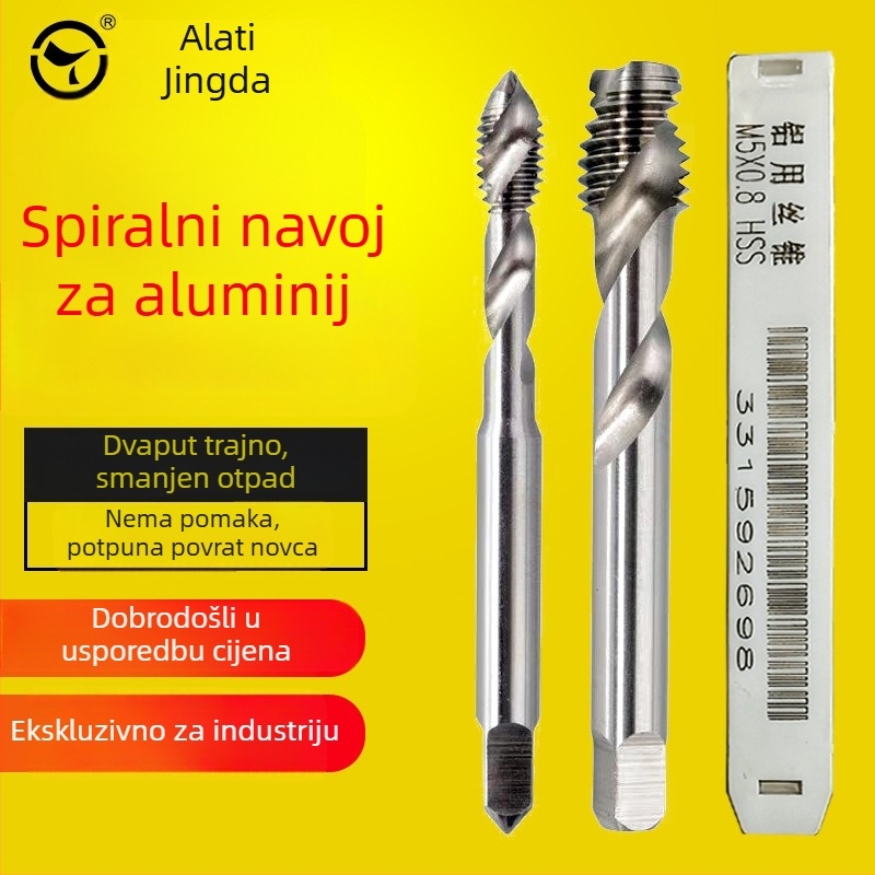 Dvodijelni spiralni taps za aluminij za strojeve, M3–M12, Brand: Jingda Tools