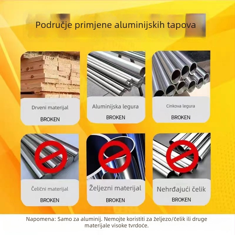 Dvodijelni spiralni taps za aluminij za strojeve, M3–M12, Brand: Jingda Tools