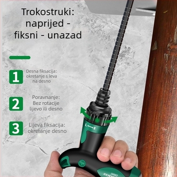 T-tipu odvijač s križnim i ravnim vrhom, dvostrani, magnetski, od karbonskog čelika, višenamjenski