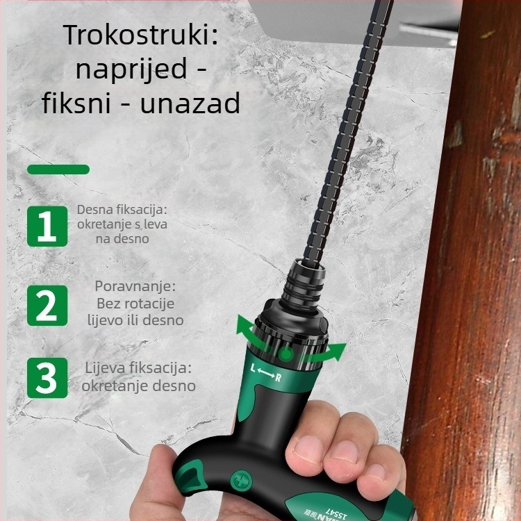 T-tipu odvijač s križnim i ravnim vrhom, dvostrani, magnetski, od karbonskog čelika, višenamjenski
