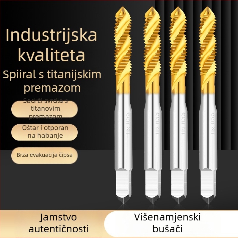 Spiralni taps HSS titanov premaz, metrički standard, strojni taps