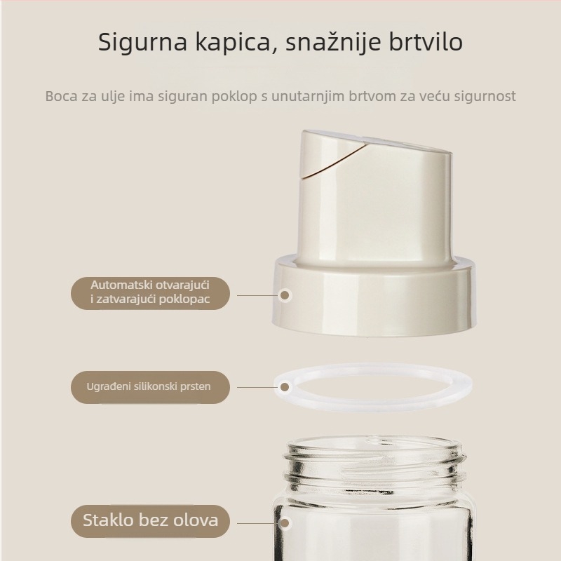Staklena posuda za ulje Acceleration, s tiskanim logom, automatsko otvaranje i zatvaranje, moderni minimalistički stil
