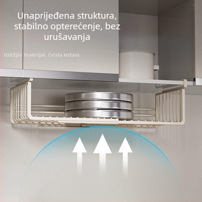 Kuhinjski regał za skladištenje – izvlazni, slojevit, viseći ispod ormarića; Pokretan, bez ugradnje; Materijal: 42749; Značka Jingming Home; 2024 lansiranje; Moderan minimalistički stil